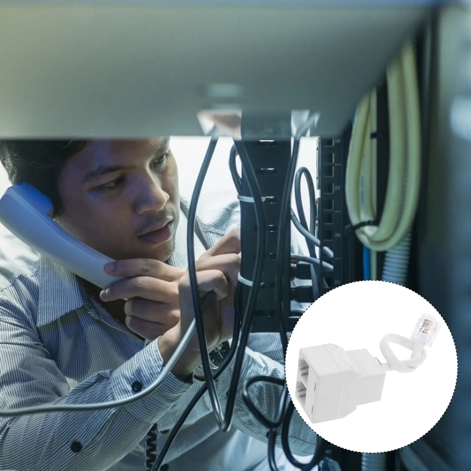Phone Line Splitter Detachable Design 4-Core Telephone Splitter for Multiple Devices Seamless Home Decor Compatible Us