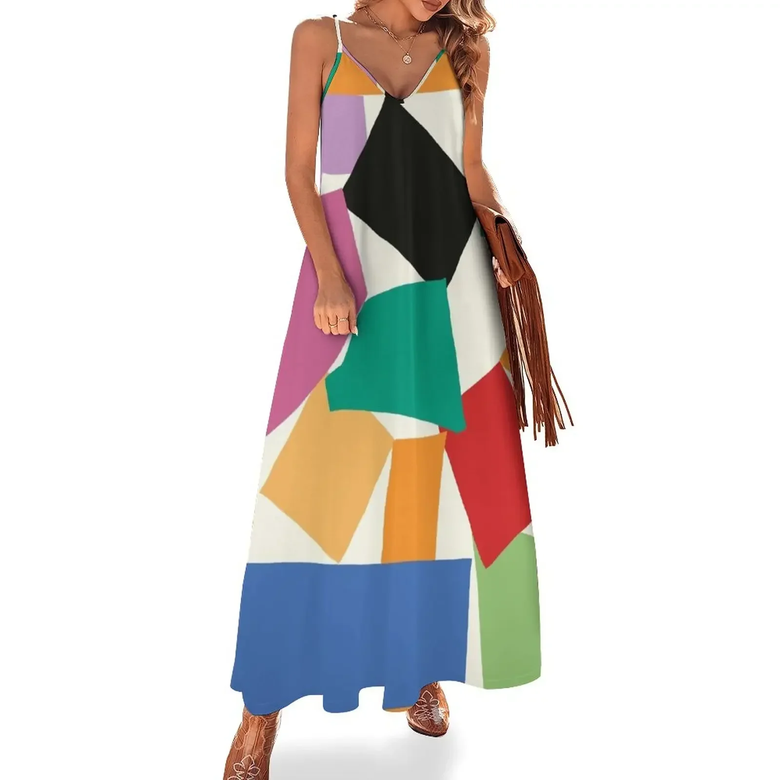 

Colorful Collage Matisse Inspired Sleeveless Dress Women's long dress women's evening dresses Dress