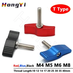 1/2/5Pcs T Type Thumb Screws M4 M5 M6 M8 Hand Tighten Screw Handle Adjustable Butterfly Shape Screw for SLR Rail Rod Slider