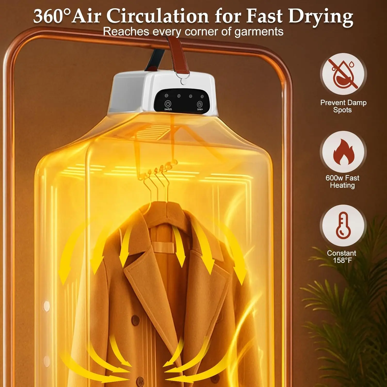 مجفف ملابس صغير محمول، 140 ° مجفف كهربائي F 300W للسفر والشقة والمركبات الترفيهية - يحمل 7 عناصر (أزرق)