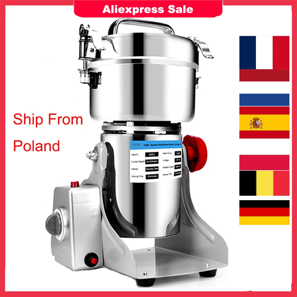 Big Capacity 800G 3000W Herb Grinder Coffee Machine Grain Spices Mill Medicine Wheat Mixer Dry Food Grinder