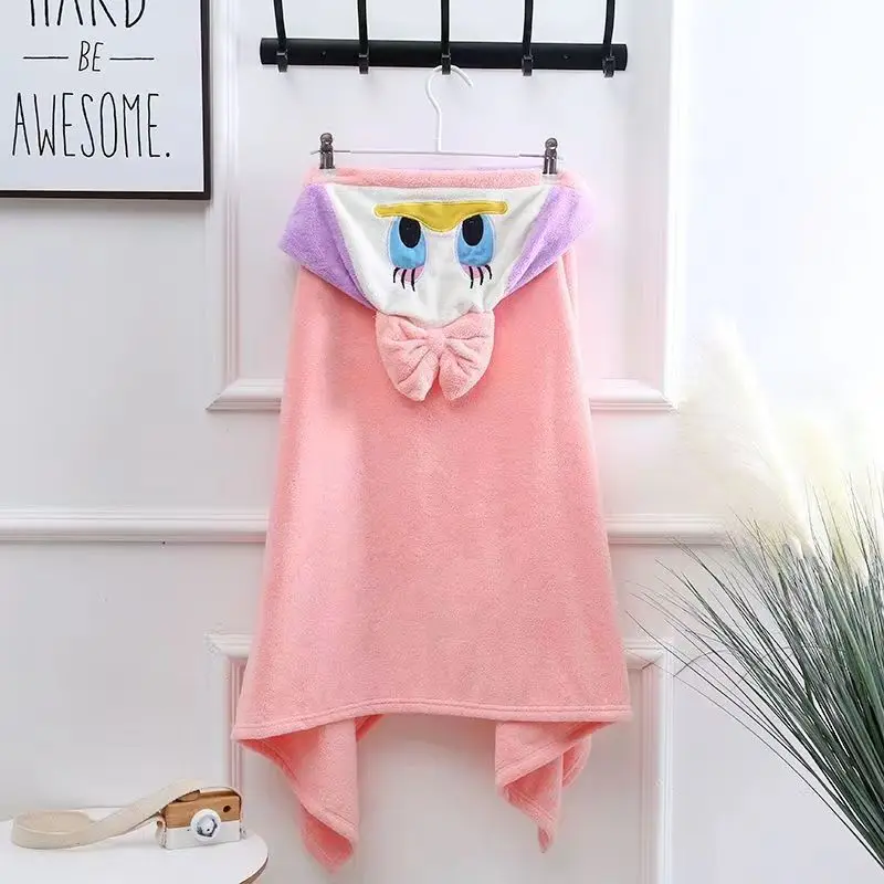 Asciugamani con cappuccio per bambini Asciugamano da bagno super morbido per neonato Coperta in pile di corallo Accappatoio per bambini Cartone animato per bambini Roba per bambini