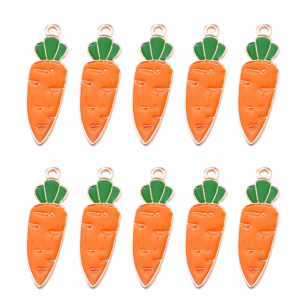 

10 Pcs Carrot Pendant Necklaces Alloy Pendants Jewelry Making Materials Green Ornaments