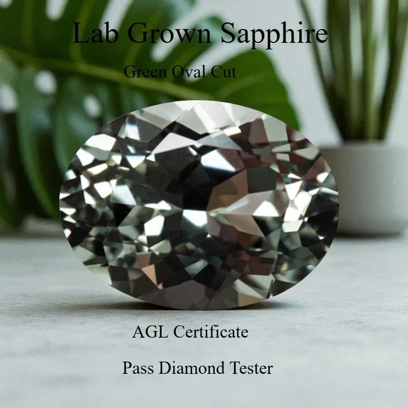 

Natural Green Lab Grown Sapphire VVS1 Oval Shape Charms Advanced Jewelry Making Materials With AGLCertificate