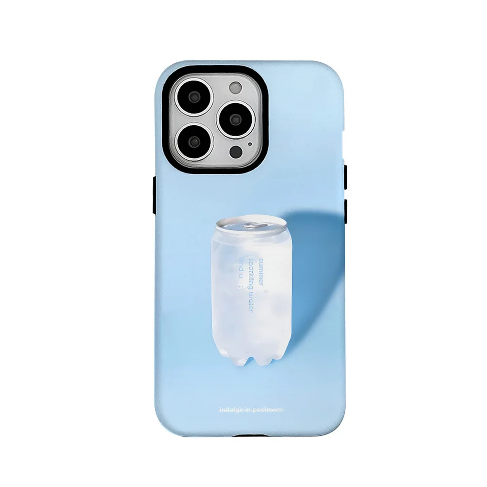 

KOREAN INS Blue Soda Case for IPHONE 15PRO MAX 14 13 PRO 13 PRO MAX 15 15PLUS 15PRO XR XS Case Acrylic Hard Mobile Phone Cases
