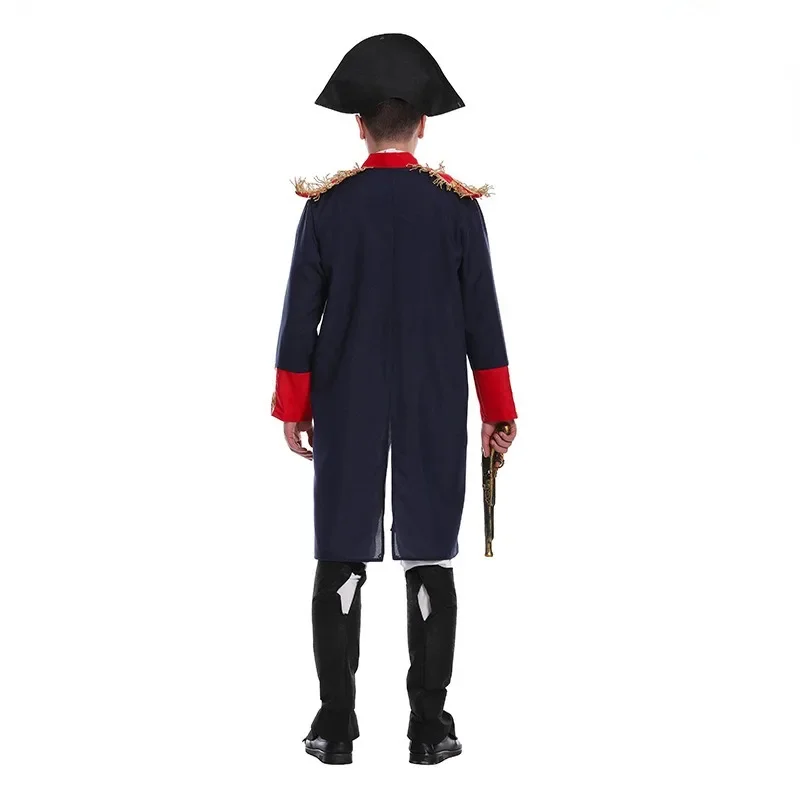 New Medieval Napoleon Costume For Men Halloween Warrior Musketeers Soldier Cosplay Uniform Suit Carnival Masquerade Party Outfit