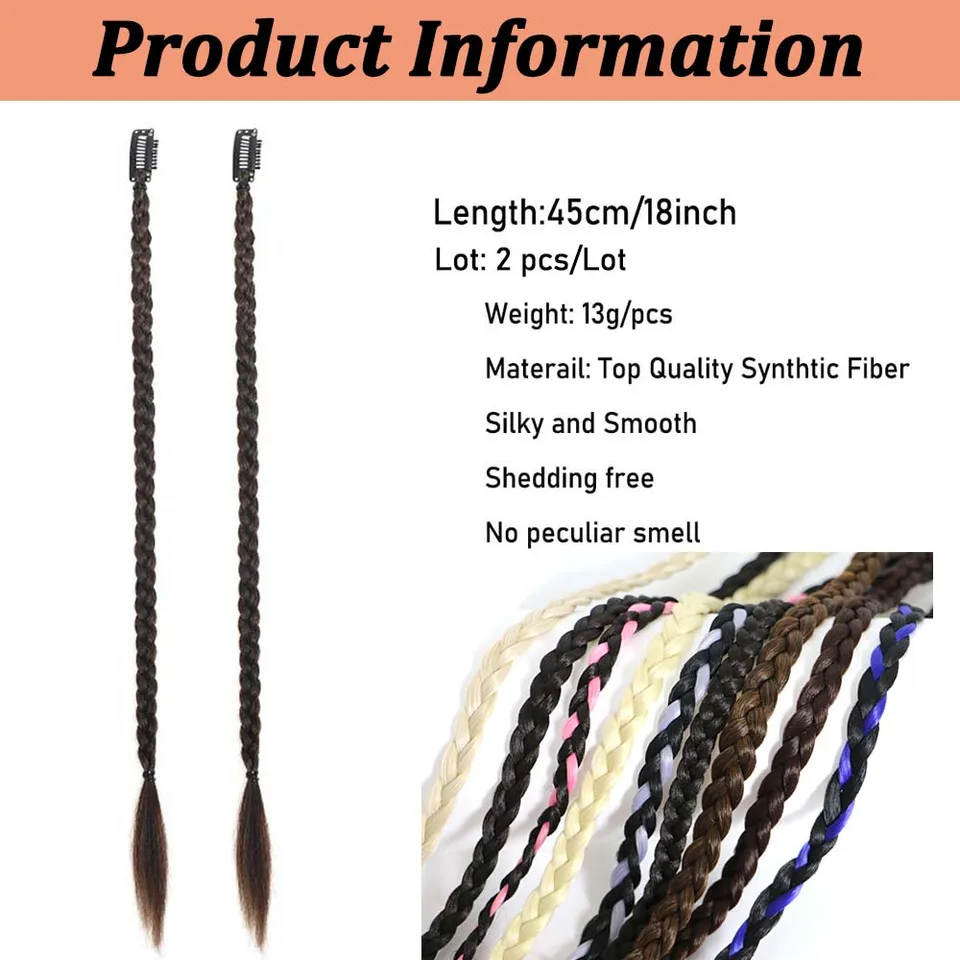 2 piezas de extensión de trenzas caja de 18 pulgadas, clip, estilo boho, fibra de alta temperatura para fiestas y K-POP 3
