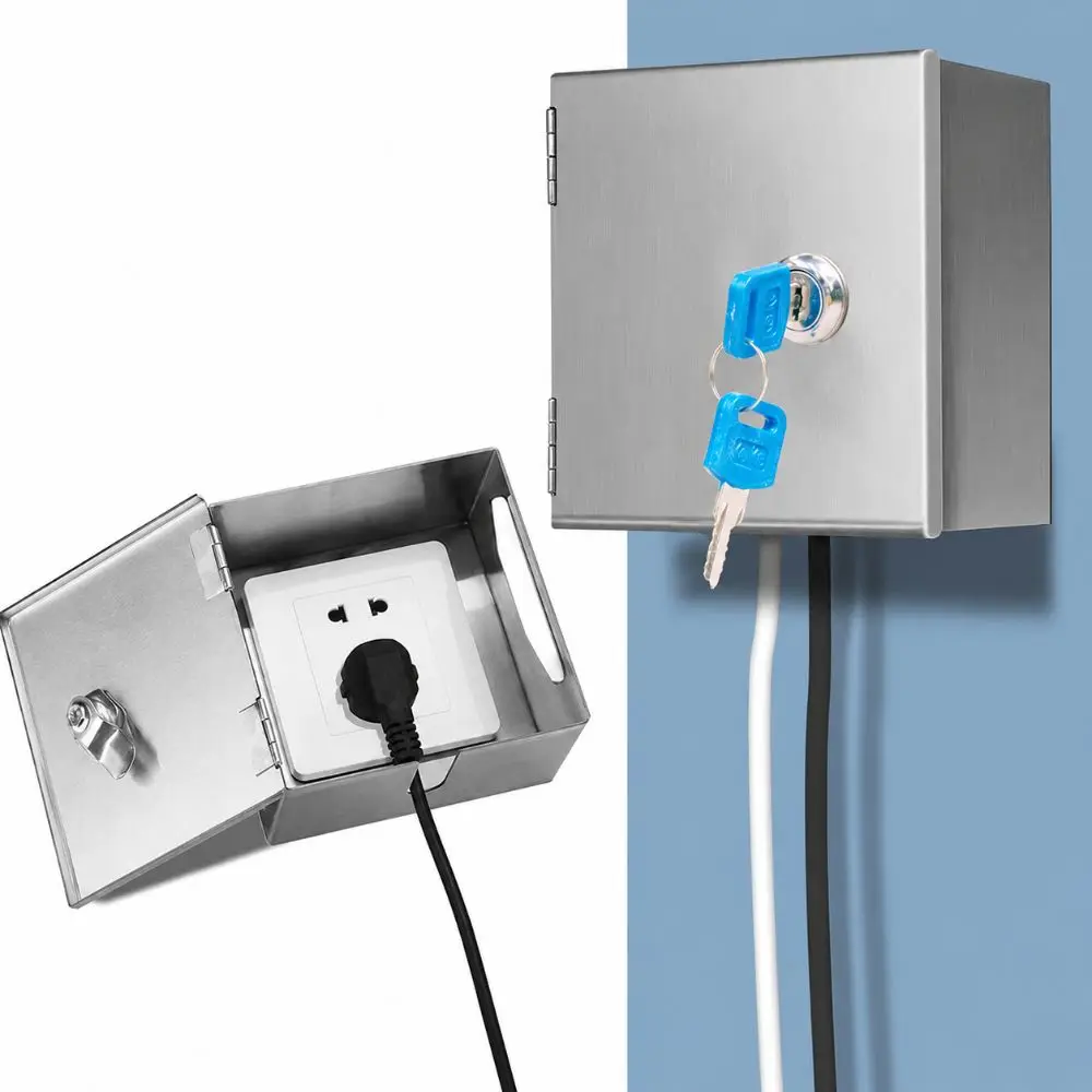 Professional Lockable Outlet Box Cover Anti-Theft Weatherproof Protector Stainless Steel Durable Protection Box Outdoor