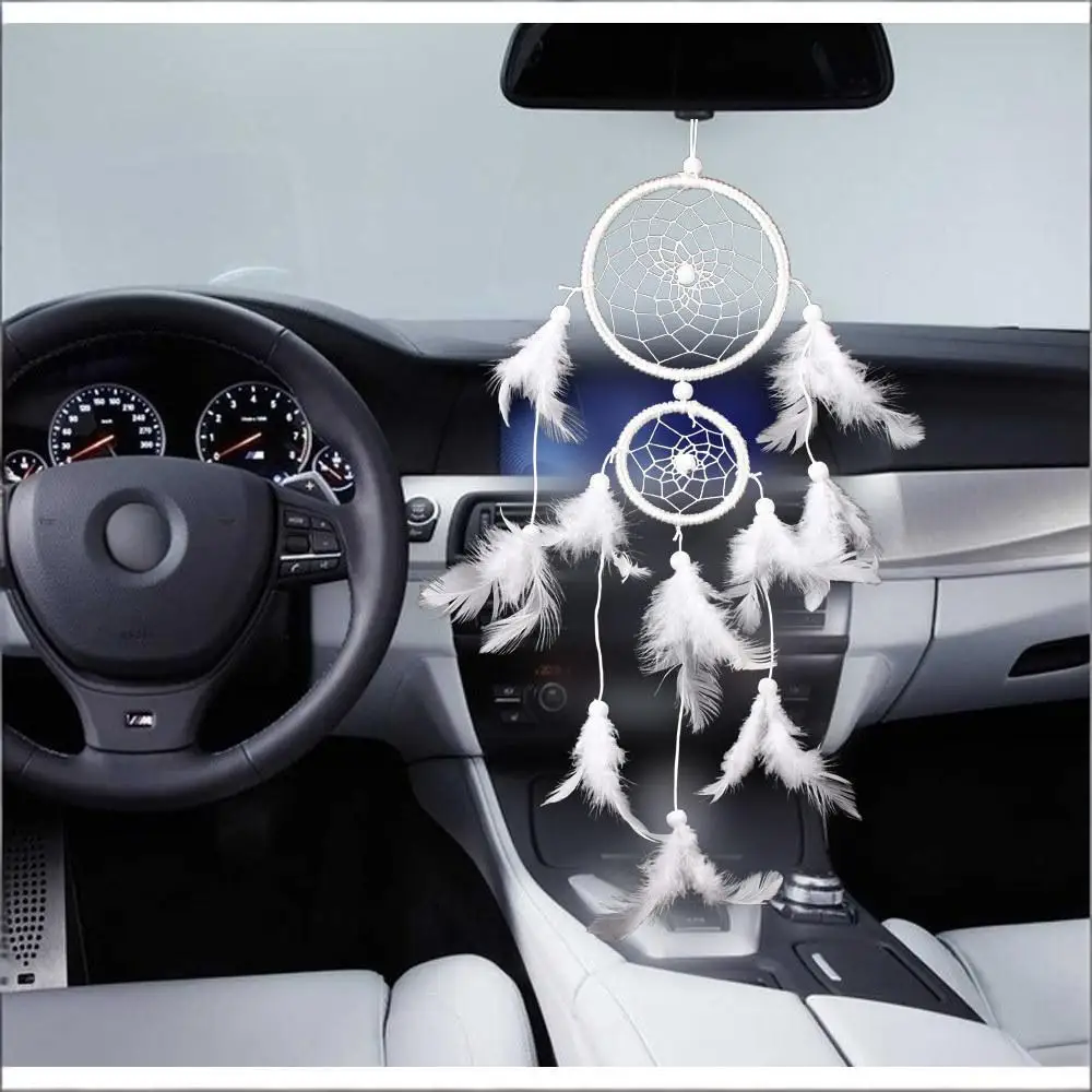 Dream Catcher Car Pendant for Girls Feather Mirror Hanging Pendant Home Decor Lucky Car Ornament Girls Car Interior Accessories