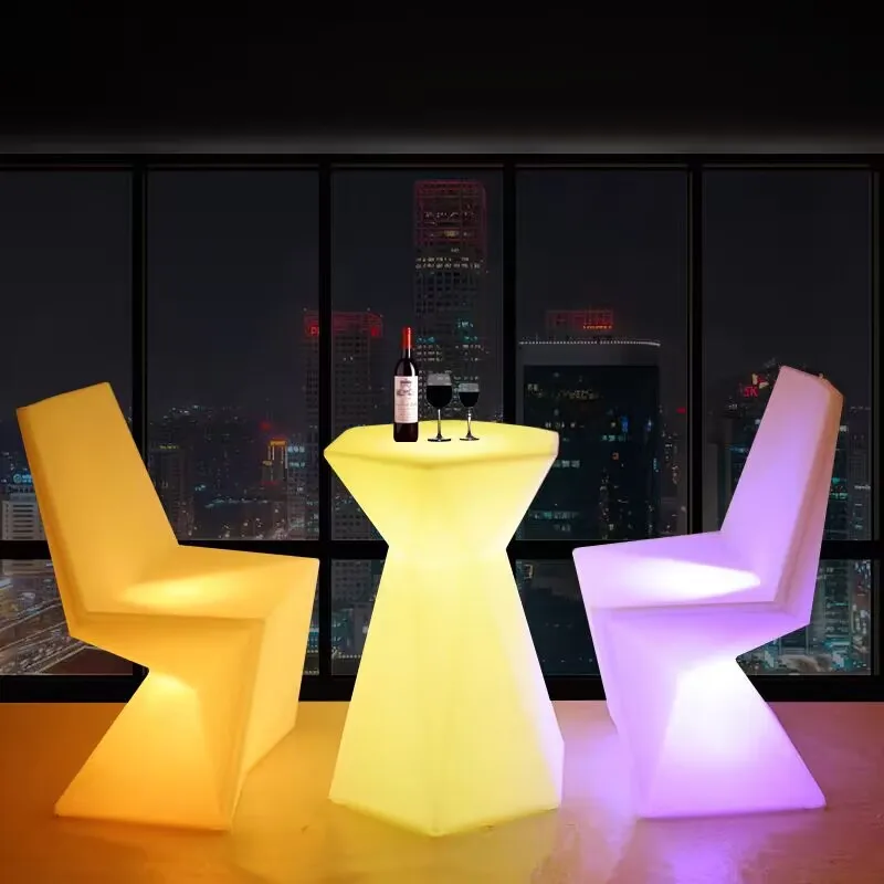 Mesa lateral hexagonal com detalhes iluminados por LED, mesa de móveis com iluminação LED que muda de 16 cores, mesa de centro para balcão de bar