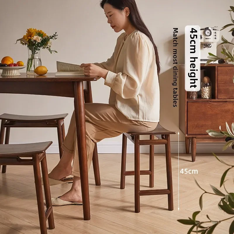 New Chinese Style Dining Stool Black Walnut Dressing Seat Comfortable To Sit for A Long Time Shoes Bench Living Room Furniture
