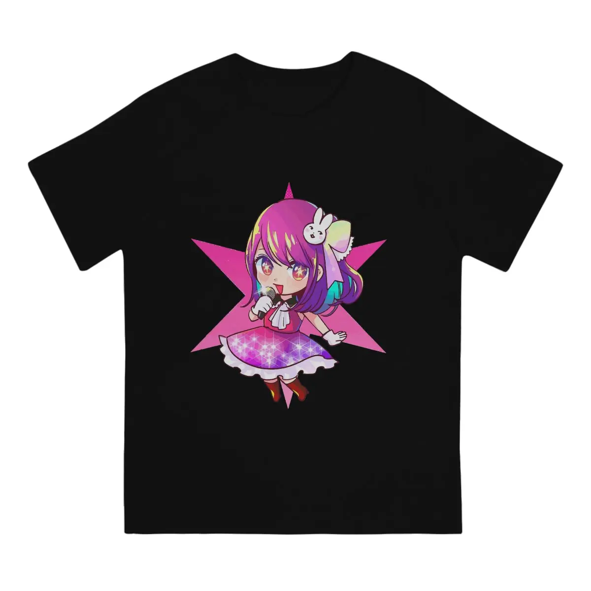 Child Hoshino Ai T-Shirt Men B-Komachi Oshis Casual 100% Cotton Tees Round Collar Short Sleeve T Shirts 4XL 5XL Clothing