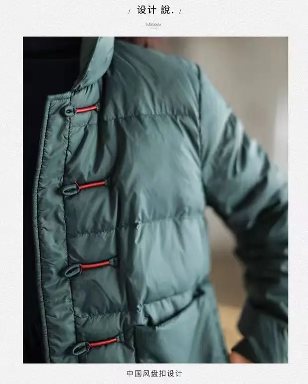 Chinese retro women down cotton jacket Vintage Single-breasted Quilted Coat stand collar Lightweight Parka Windproof outwear