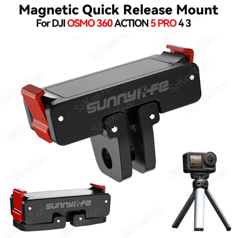 محول مغناطيسي لـ DJI OSMO Action 5 Pro OSMO 360 Mount 1/4 برغي جبل قوس لـ DJI Action 3 4 ملحقات الكاميرا الرياضية