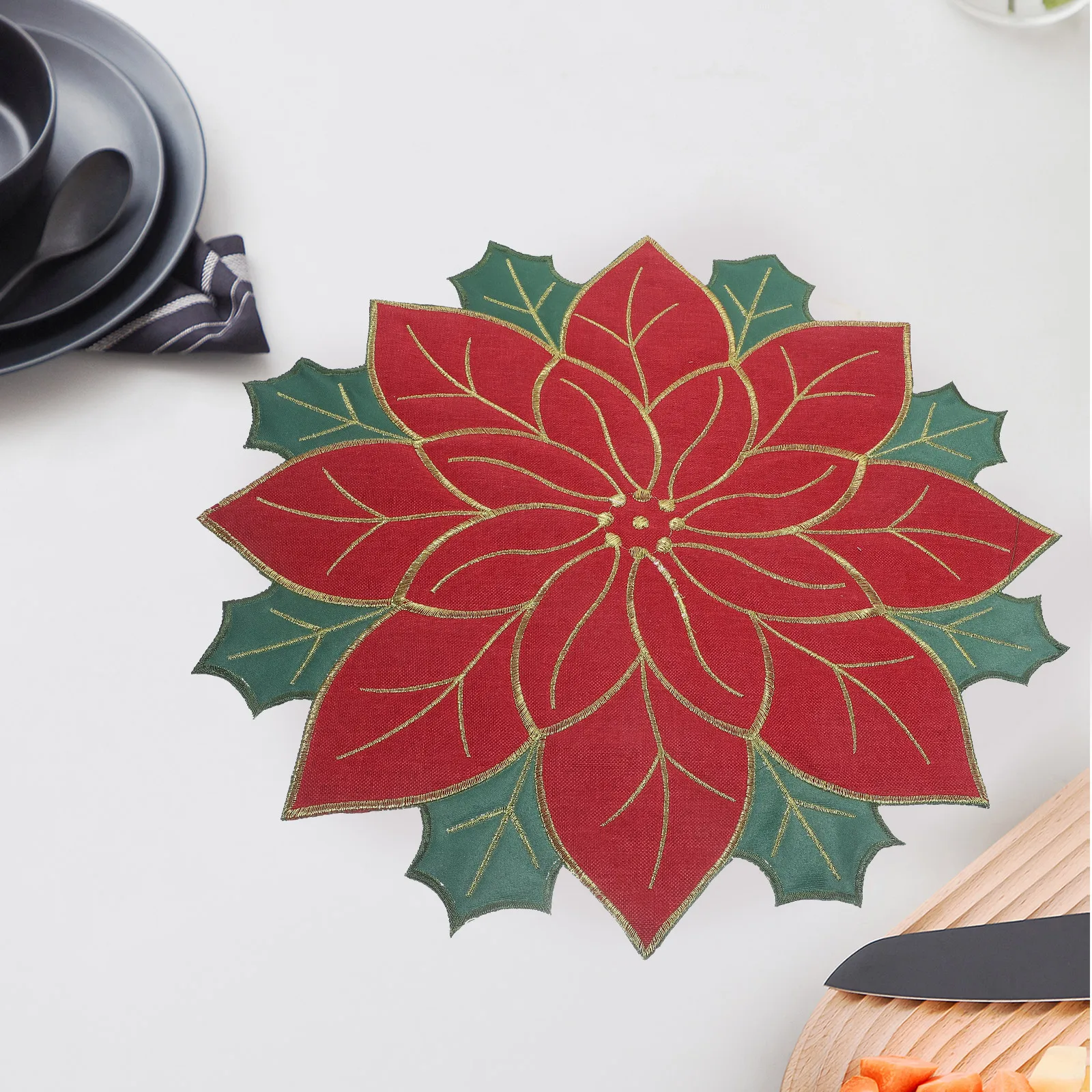 1pc Christmas Themed Xmas Dining Decor Home Restaurant Use Festive Style Unique Table Mat Dish Creative Dining Table Pad Mat