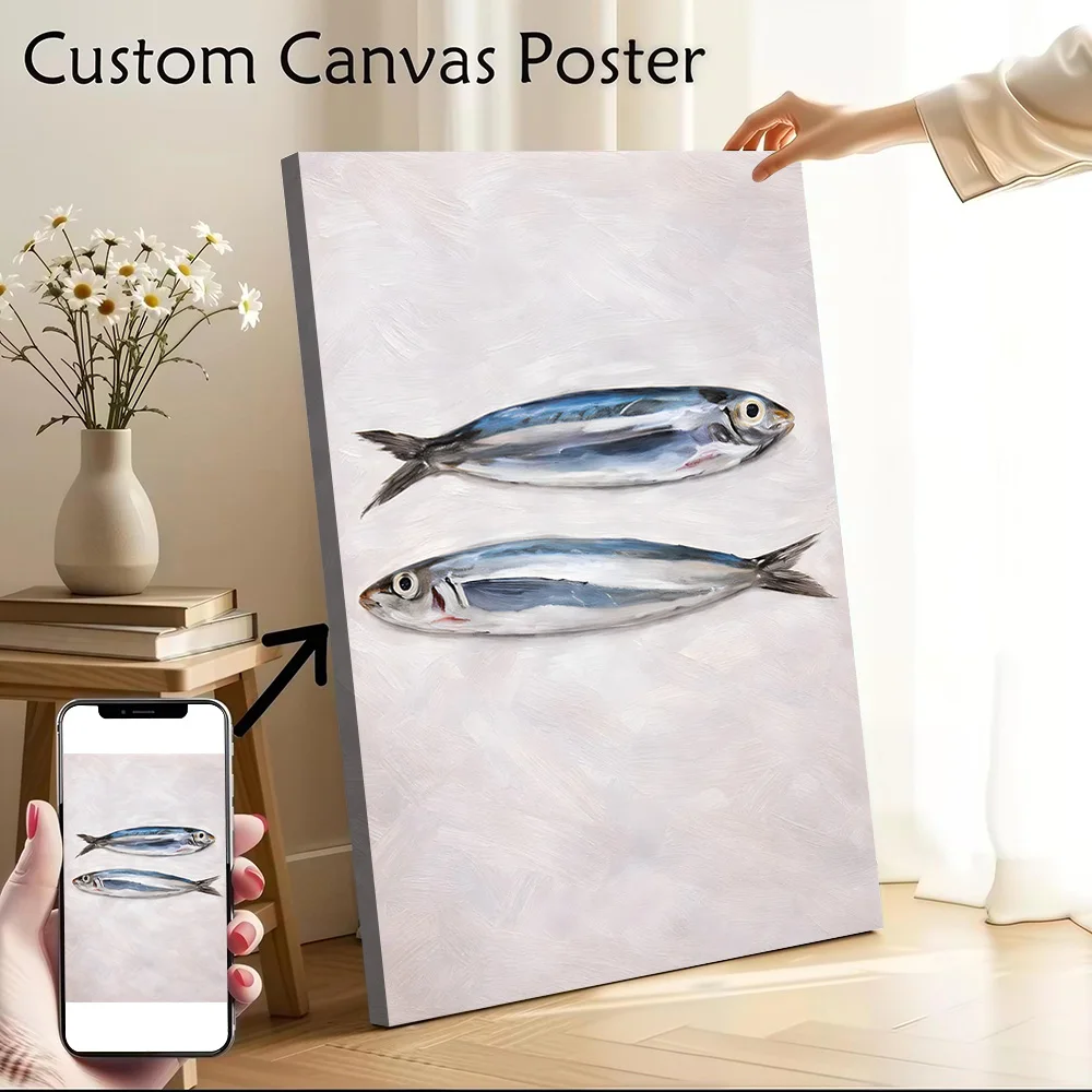 Two Fish Painting Canvas Wall Art Poster Custom Wall Paintings Personalized Photo Printing for Decoration Living Room Home Decor