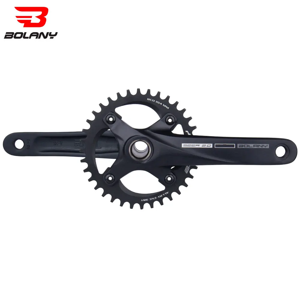 Ships From Mexico BOLANY Bicycle Crankset 104BCD Hollow Crank MTB Crankset 170mm Integrated Crank Chainring With Bottom Round