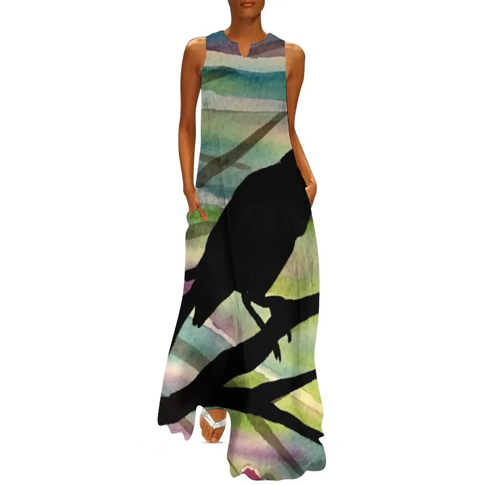 

Raven Silhouette Long Dress Woman clothes woman dress dress for women