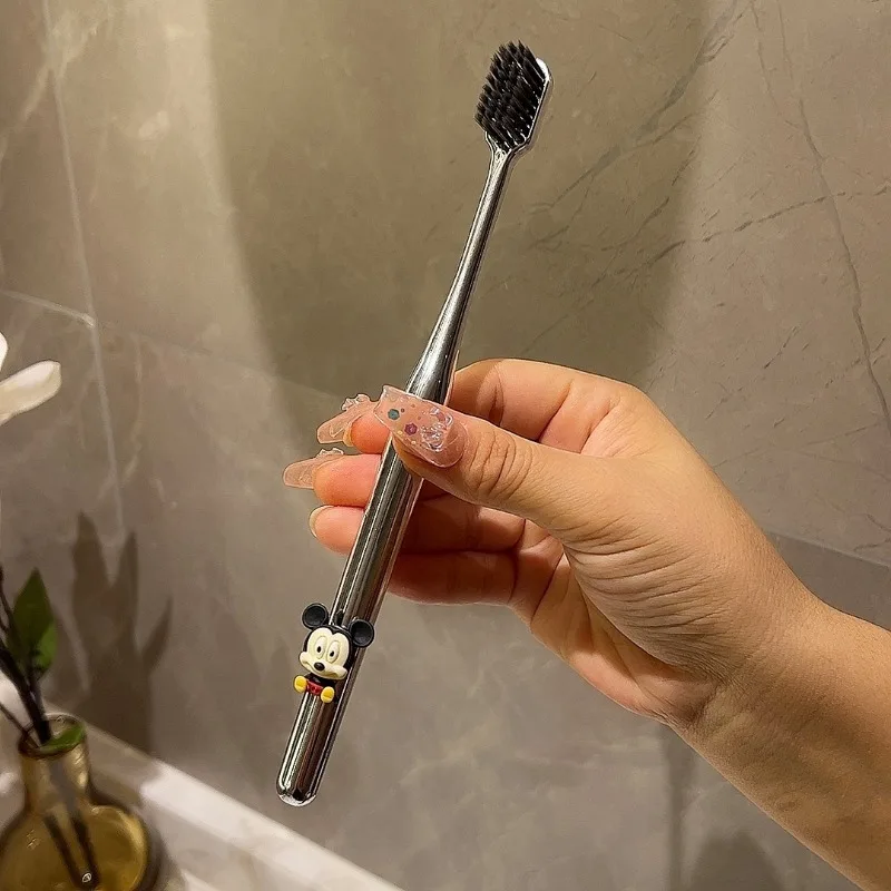 Disney Mickey Luxury Soft Toothbrush Men Women Adult Tooth Brush Silver Dental Brushes Elegance Gentle Toothbrush Drop Shipping