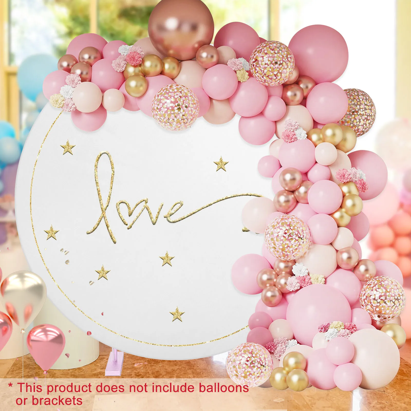 Round Arch Cover Elastic Arch Backdrop Stands Cover White Round Photo Background Polyester Round Arch Stand Cover for Birthday