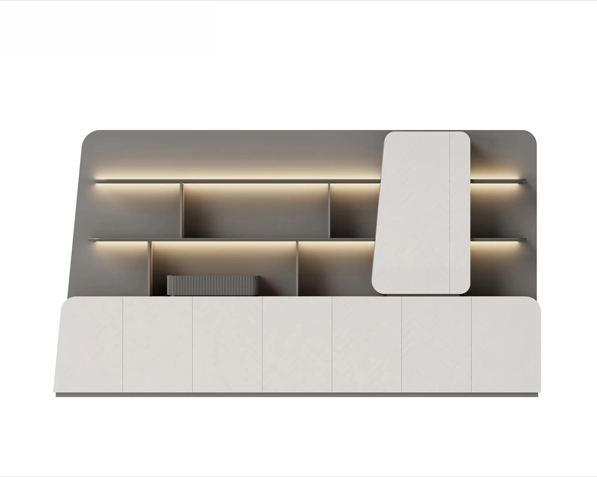 &`Glass Door Filing Cabinet, Office Back Cabinet with Light Strip Filing Cabinet