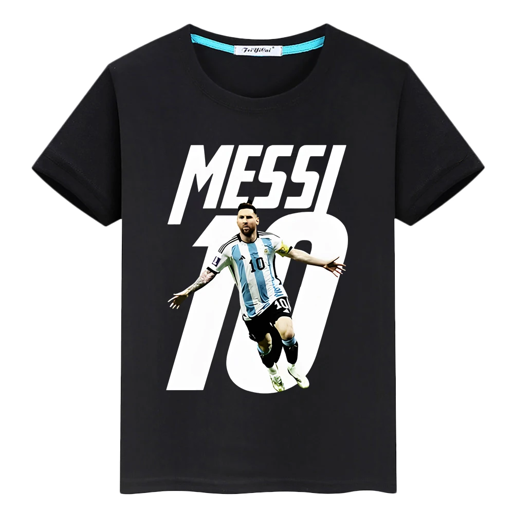 

Cute Tops Football messi avatar printed 100%Cotton T-shirt Casual Short boys Kawaii anime Tees y2k one piece kids clothes girls