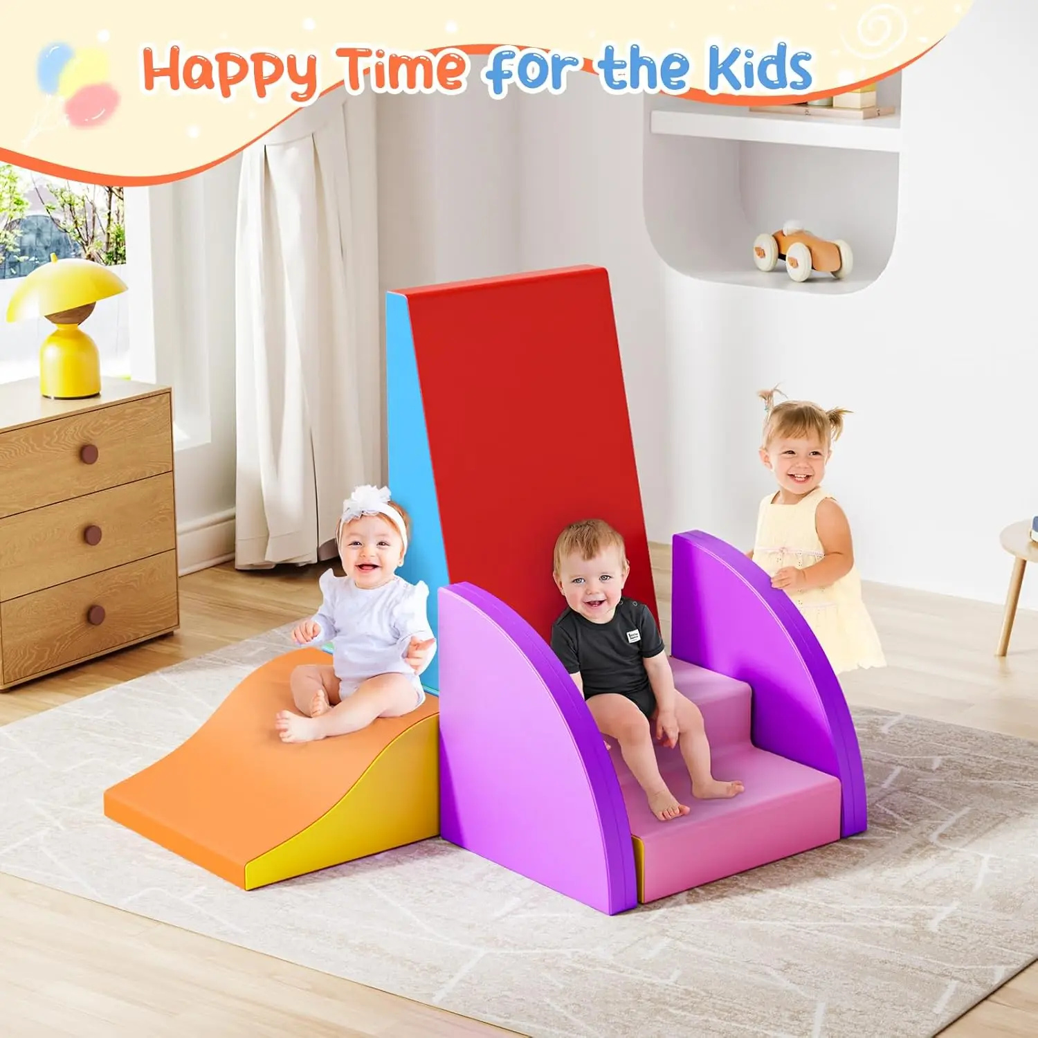 Bloques de escalada de espuma para niños pequeños, bloques de escalada para bebés, juego suave de escalada para niños pequeños con bloque plegable y túnel interior Cl