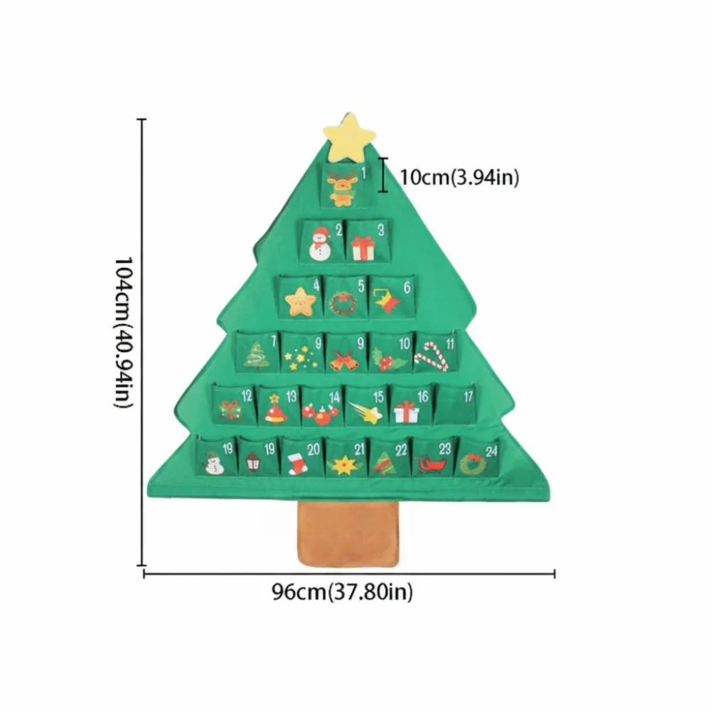 Tree Shape Christmas Tree Shape Storage Bag Cloth Ornaments Hanging Design Countdown Calendar Storage Bags Reusable With Pockets