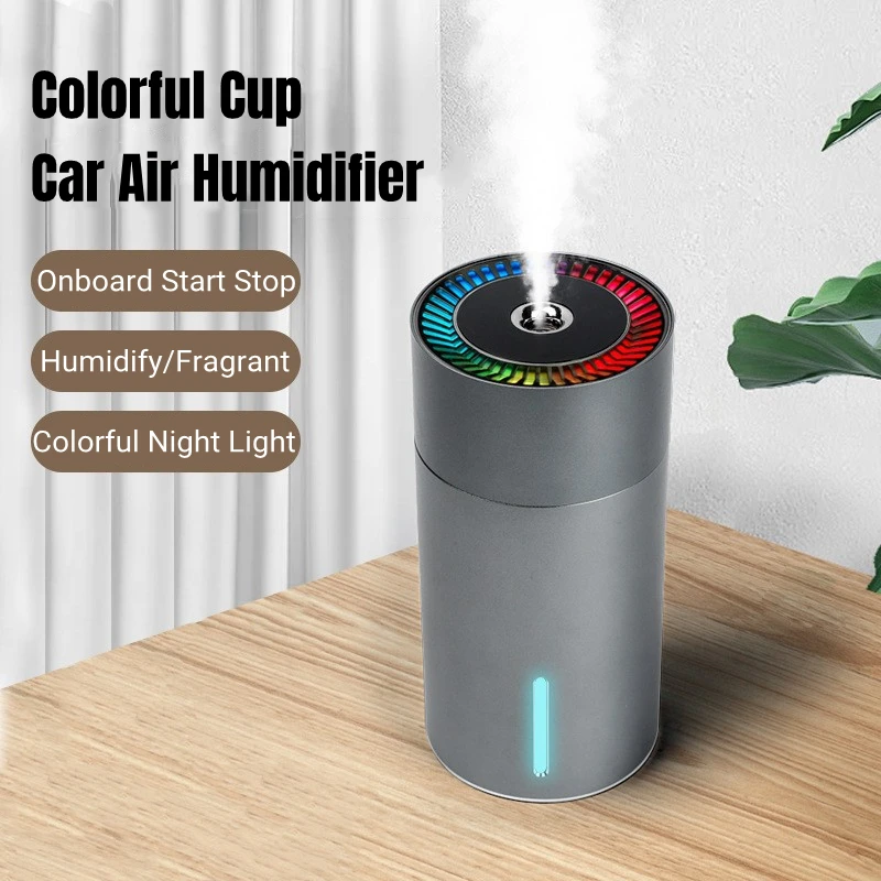 Usb Auto Luchtbevochtiger Met Kleurrijke Licht Auto Aan Boord Start-Stop Zware Mist Mini Aromatherapie Diffuser Geur Humidificador