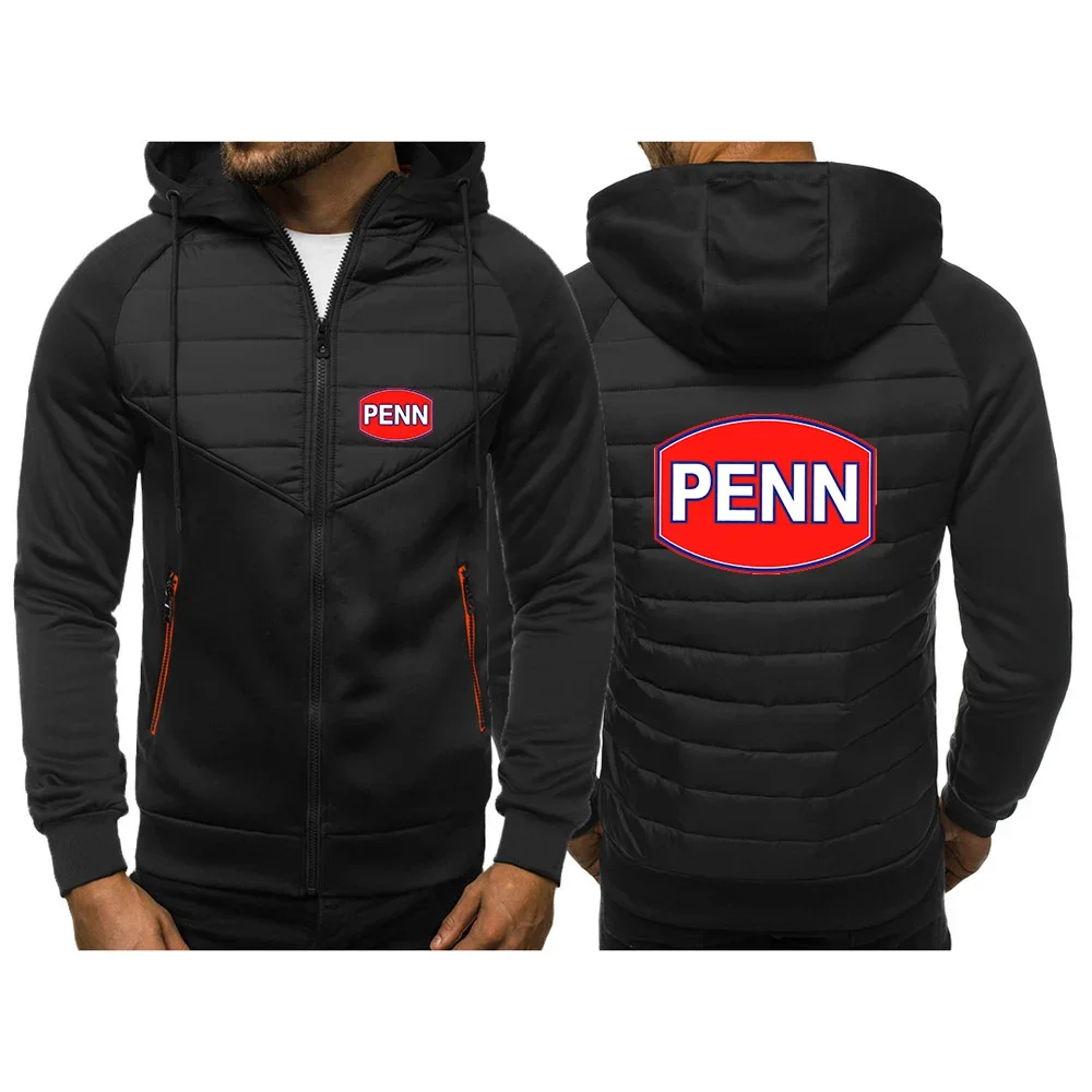 

Penn Fishing Reel 2024 Men New Zipper Hoodies Cotton Jackets Casual Print Hip Hop Harajuku Cardigan Hooded Pockets Man Coats Top