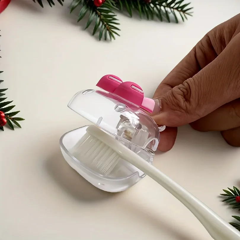 Cute Cherry Design Toothbrush Holder, Cherry Pattern, Protects Toothbrush Head, Features Dual Holes for Drainage and Ventilation
