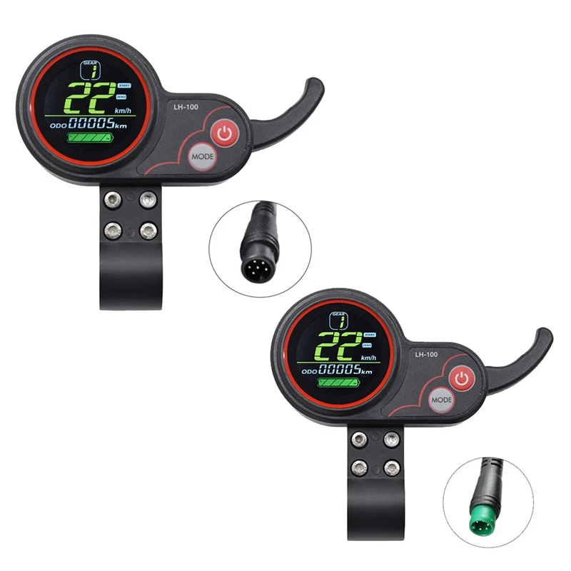 LH100 LCD Display Dashboard Throttle Meter 24V-60V For Kugoo Electric Scooter Ebike LCD Display Speedometer Replacement (6PIN)