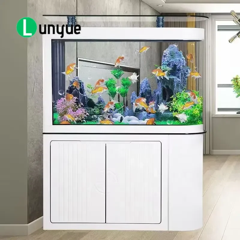 Customized 200 Gallon Large Acrylic Fish Tank With Bottom Cabinet Indoor Household Aquarium Factory Direct Sales