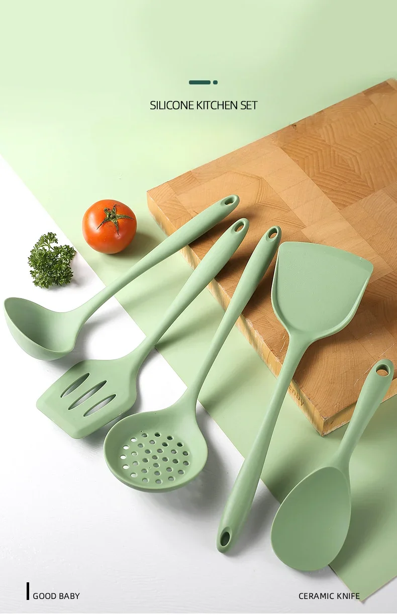 

Eco-friendly 5-piece silicone kitchen utensils soup spoon spatula colander spoon non-stick cookware kitchen supplies kitchen