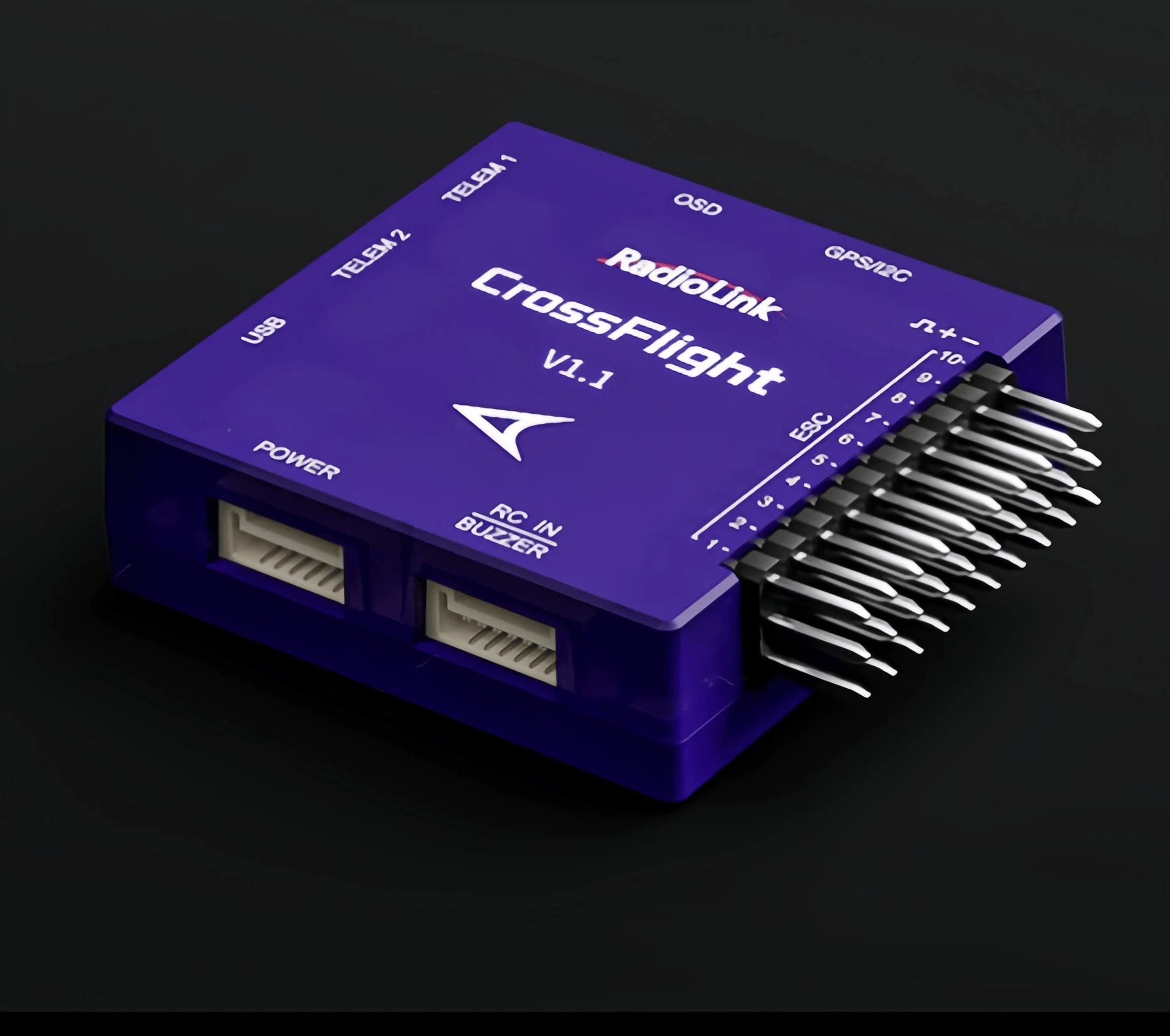 

Crossflight flight controller for fixed-wing and multi-rotor helicopters, vehicles, and ships; PIX APM ELRS LNB.