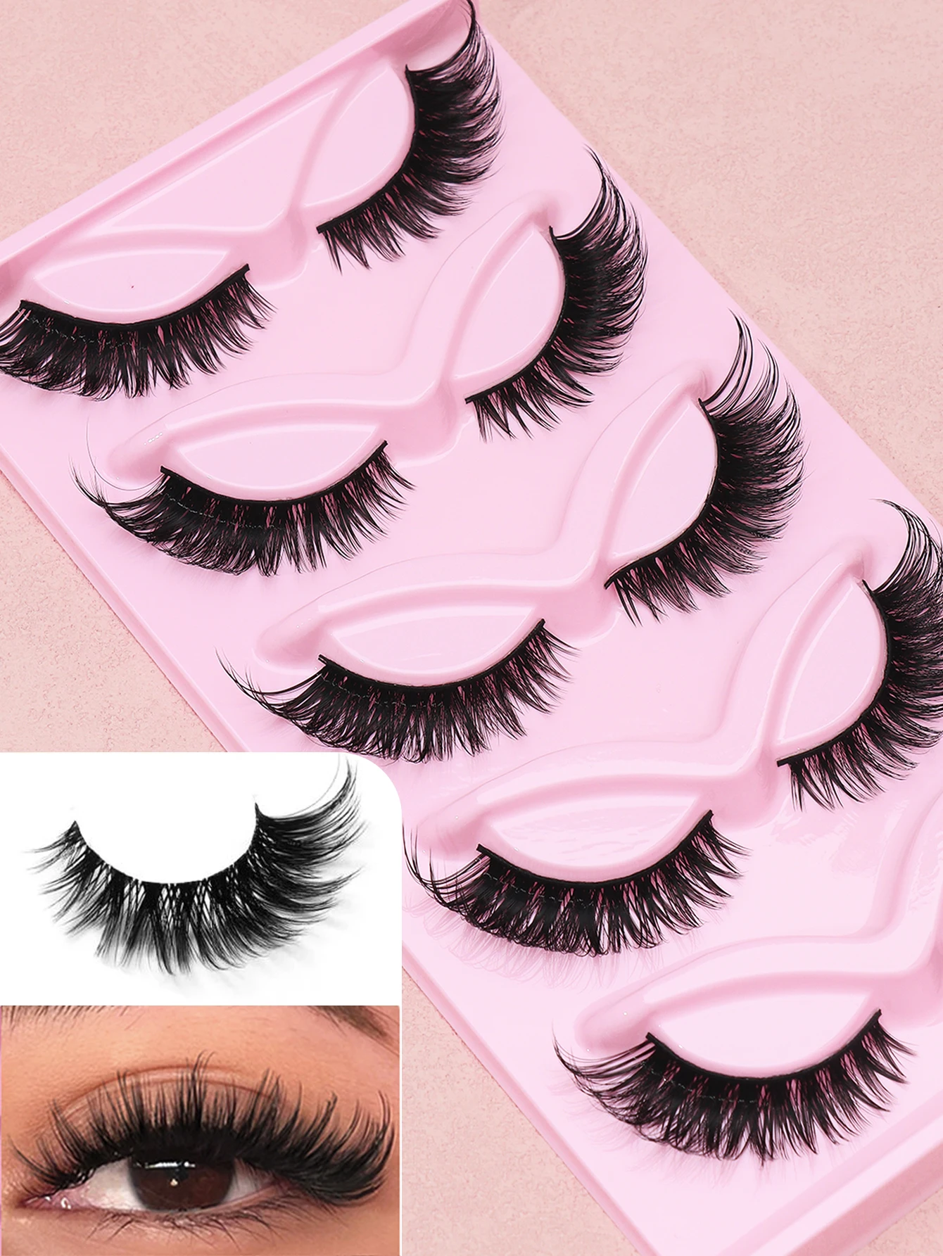 5 Pairs Natural False Eyelashes Daily work Meeting natural Fluffy Soft Dramatic 3D Mink Lashes
