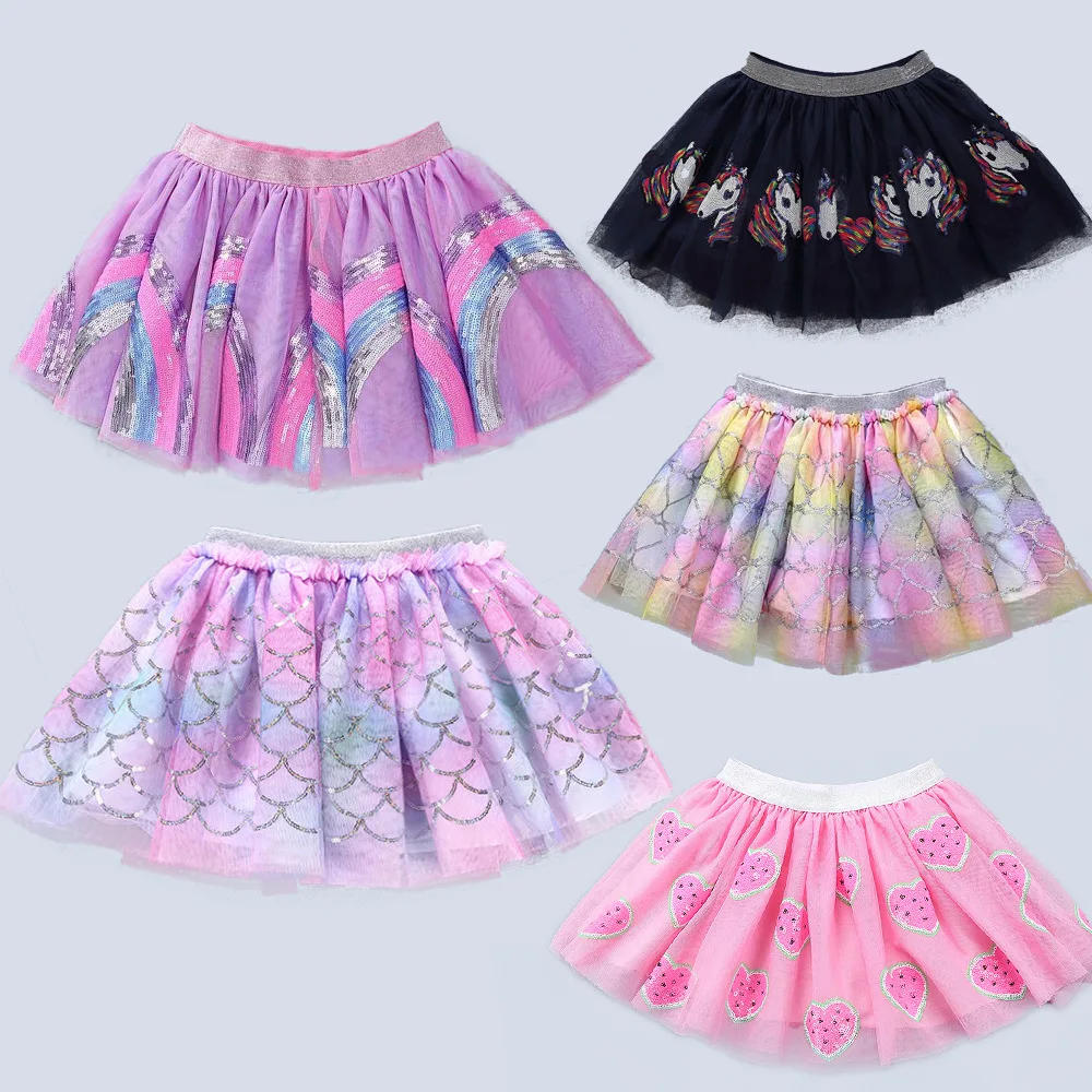 2024 Summer Lavender Mesh Baby Girl Skirt Clothing Princess 2-8 Years Kids Girls Mermaid Tutu Skirt