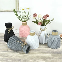 Modern Flower Vase Black White Prink Blue Plastic Vase Flower Pot Basket Nordic Home Living Room DIY Flower Arrangement Decor