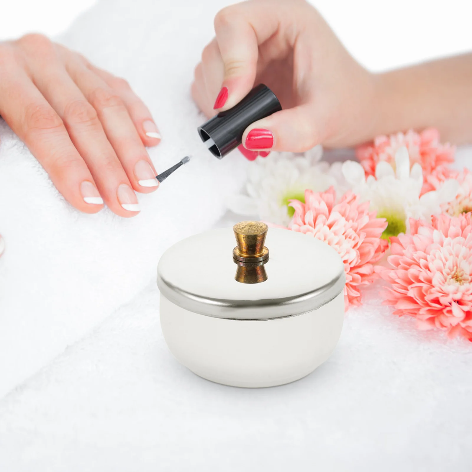 Taza de Alcohol de vidrio, cuenco líquido redondo mate de 2 pulgadas, tapa de acero inoxidable para decoración de uñas, plato Dappen, herramientas de manicura, cuidado de uñas