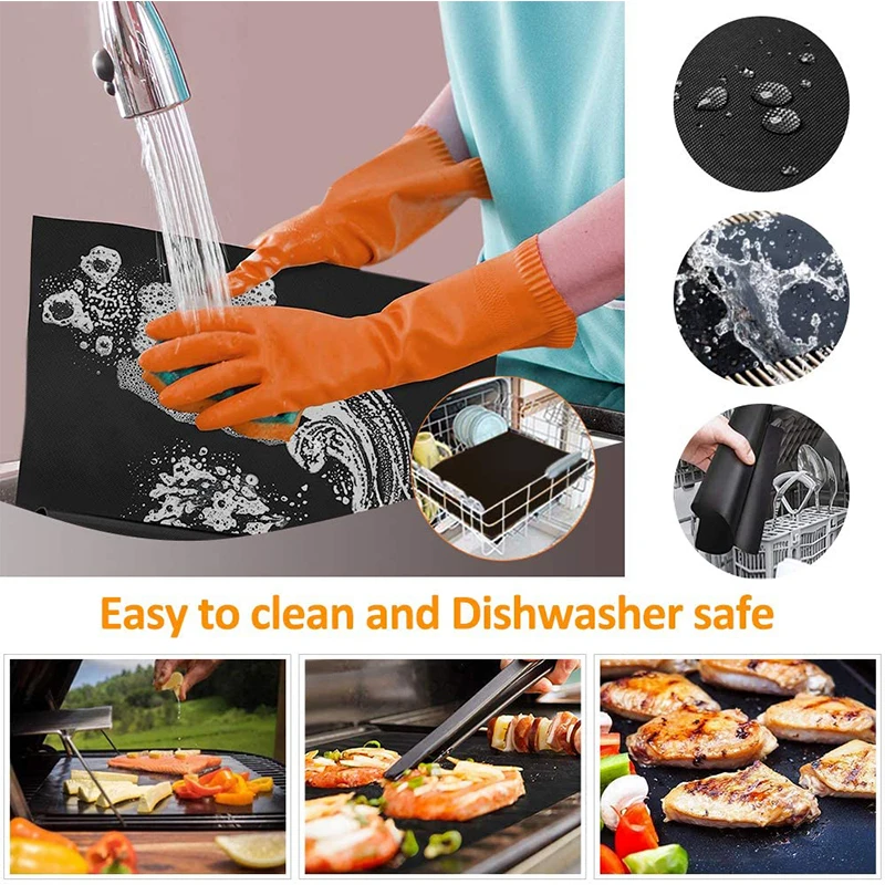 Nonstick BBQ Grill Mat Reusable Heat Resistant Oven Liner Baking Sheet for Outdoor Barbecue Cooking Grilling Sheet Kitchen Tools