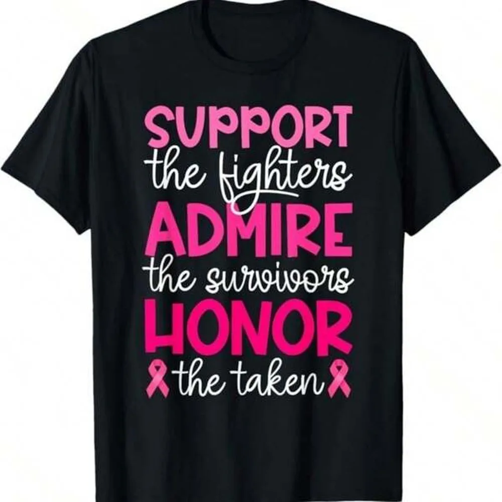 180GSM Pure Cotton Breast Cancer Admire Honor Meaningful Awareness Support Graphic Tee Soft Stain Resist All Day Charity Event Casual T Shirt