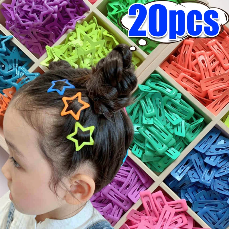 

10/20pcs Colorful Kawaii Star Barrettes Y2K Sweet Girls BB Solid Star Hairclips Metal Snap Clip Headdress Hair Jewelry Gifts