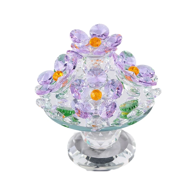 

Crystal Glass Flowers Decoration Bonsai Auspicious Wishful Wealth Home Office Ornament Crafts Birthday Gift