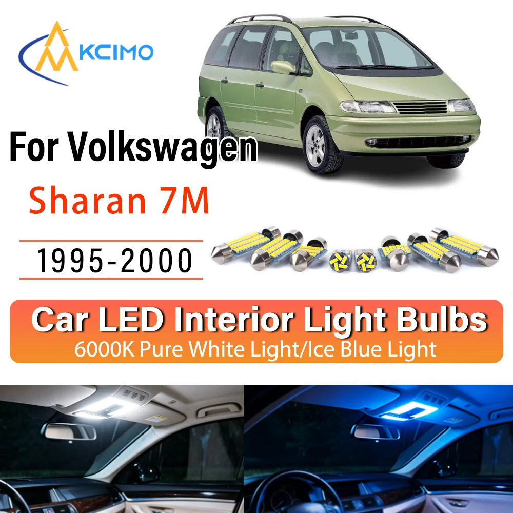 Kit de remplacement de lampes LED intérieures à éclat persistant pour Volkswagen Sharan 7M 1995-2000 : éclairage de dôme, de tableau de bord, de coffre et de cabine – Amélioration