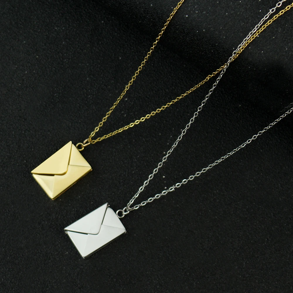 Fashion 3D Personalized Print Secret Envelope Love Lettering Necklace Love You Romantic Valentine's Day Gifts Jewelry Necklace