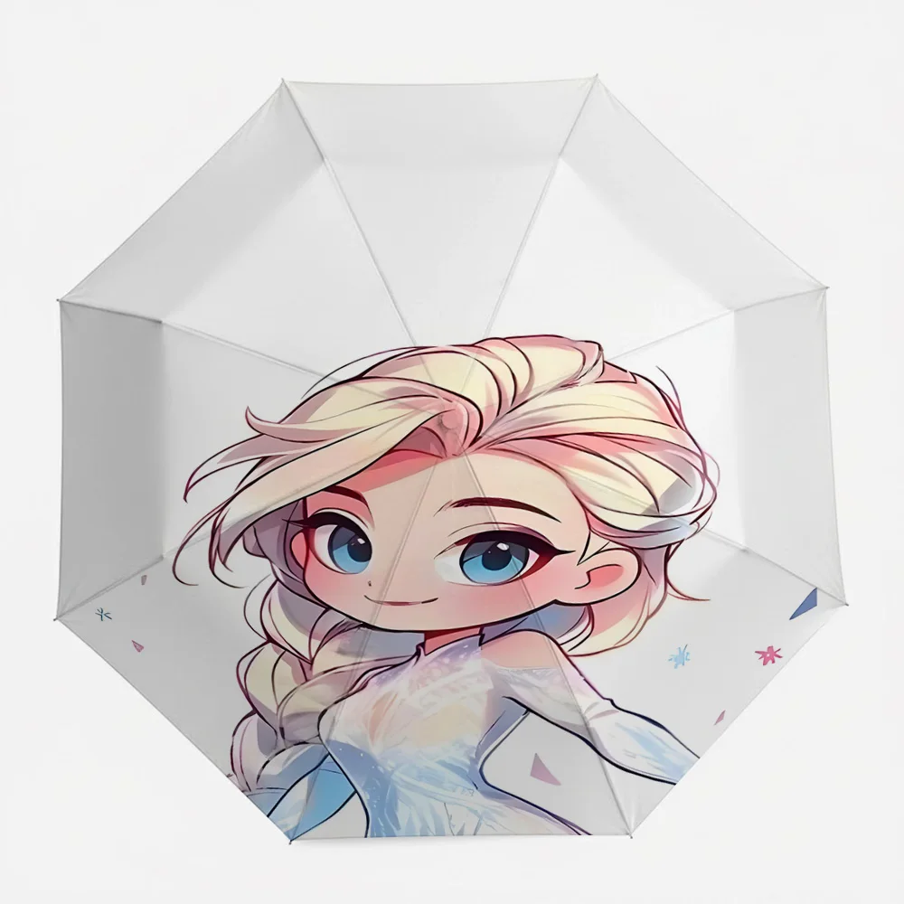 

Автоматический складной зонт Disney Frozen Elsa Chibi с акварельным принтом, ветрозащитный водонепроницаемый дорожный зонт для детей и девочек, Porta