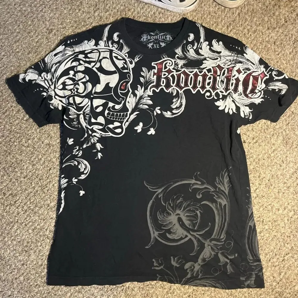 New American Men's Summer Gothic Skeleton Angel Wing Letter Print Soft Breathable Round Neck T-shirt Outdoor Street Style Top