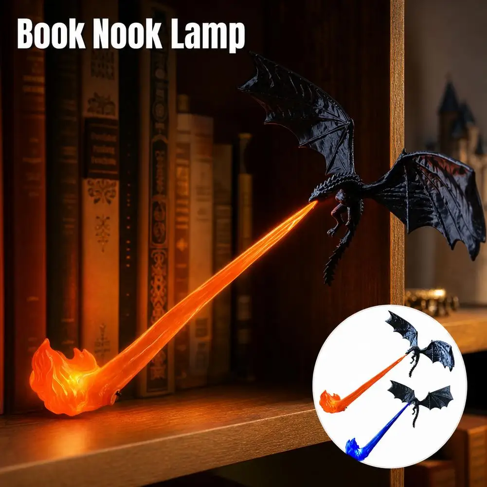 Dragon Flame Decor 3D Dragon Flame Book Nook Flying Fire Dragon Statue Unique Christmas Birthday Gift for Dragon Lovers Home USe