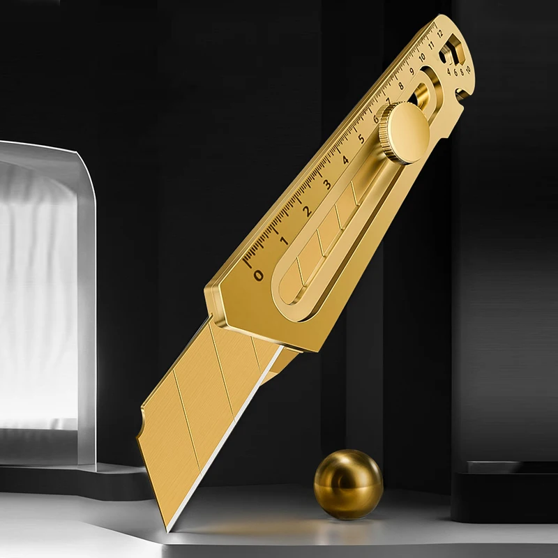 Imagem -04 - Multi-function Gold Stainless Steel Utility Knife Sharp Cutter Box Grau Industrial Faca Intermediário Ouro 18 mm em 1