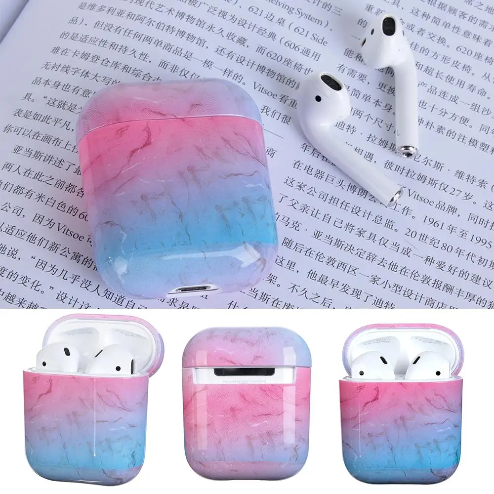 Wireless Earphone Charging Box Shockproof Hard PC Bag Shell Protective Case Cover Marble Stone For Apple AirPods 1 2